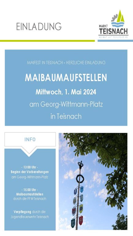 Einladung Maibaumaufstellen 2024